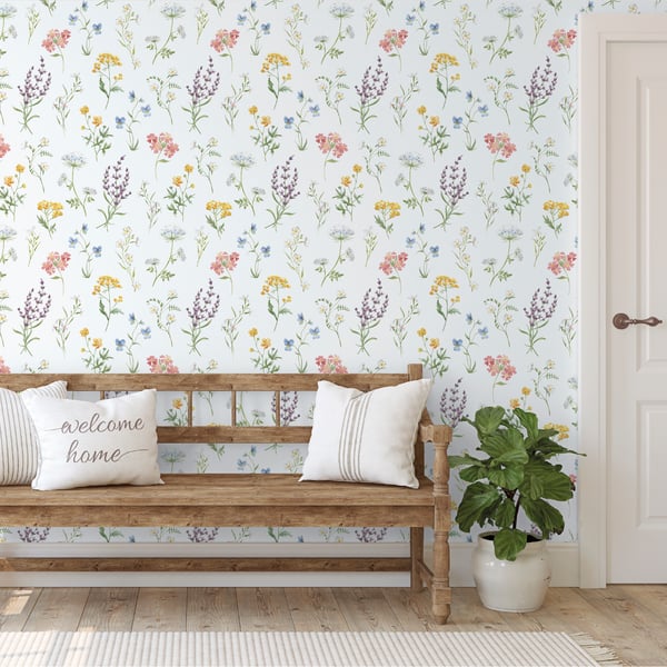 Galerie Wallpaper Product code: 1901-4_2 - Spring Blossom Wallpaper Collection - Green Purple Pink Yellow Colours -  