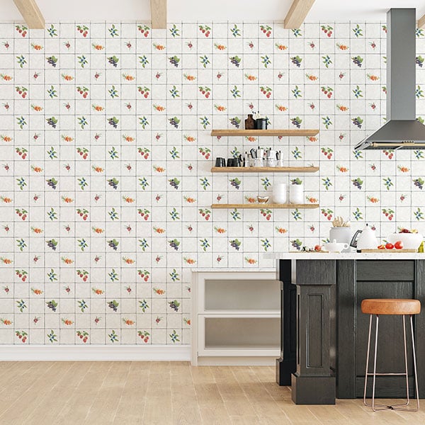Galerie Wallpaper Product code: G45417R - Just Kitchens Wallpaper Collection - Taupe Red Blue Colours -  