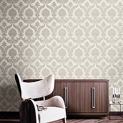 Galerie Wallcoverings Product Code: 23601 - Italian Classics 4 Wallpaper Collection Galerie Wallcoverings Product Code 23601 - Italian Classics 4 Wallpaper Collection - Silver Grey Colours - A traditional damask on a woven effect background, giving a classical, formal edge to any interior scheme. Design