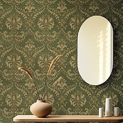 Galerie Wallcoverings Product Code: 23607 - Italian Classics 4 Wallpaper Collection Galerie Wallcoverings Product Code 23607 - Italian Classics 4 Wallpaper Collection - Green Colours - A traditional damask on a woven effect background, giving a classical, formal edge to any interior scheme. Design