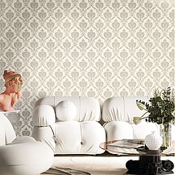 Galerie Wallcoverings Product Code: 23641 - Italian Classics 4 Wallpaper Collection Galerie Wallcoverings Product Code 23641 - Italian Classics 4 Wallpaper Collection - Silver Grey Colours - A damask with a stylised, contemporary edge. Less floral and more geometric, but still with the overall traditional sumptuousness of a classic damask. Design