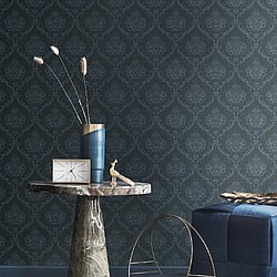 Galerie Wallcoverings Product Code: 23649 - Italian Classics 4 Wallpaper Collection Galerie Wallcoverings Product Code 23649 - Italian Classics 4 Wallpaper Collection - Blue Colours - A damask with a stylised, contemporary edge. Less floral and more geometric, but still with the overall traditional sumptuousness of a classic damask. Design