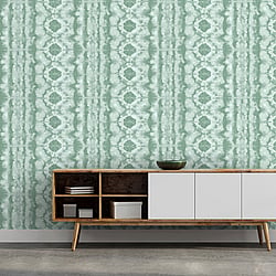 Galerie Wallcoverings Product Code 26787 - Crafted Wallpaper Collection - Green White Colours - Batik Design