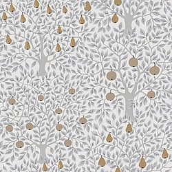 Galerie Wallcoverings Product Code 33012 - Apelviken Wallpaper Collection - White Grey Gold Colours - Apples and Pears Design