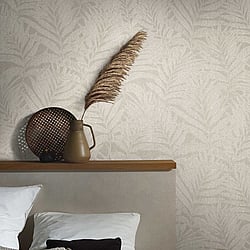 Galerie Wallcoverings Product Code 34004 - Hotel Wallpaper Collection - Greige Colours - Botanical leaves design Design