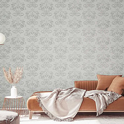 Galerie Wallcoverings Product Code 34014 - Hotel Wallpaper Collection - Grey, Silver Colours - A textured damask Design