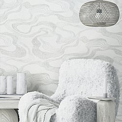 Galerie Wallcoverings Product Code 34534 - Kumano Wallpaper Collection - White Colours - Flow Design