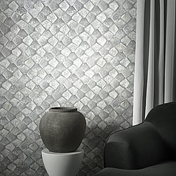 Galerie Wallcoverings Product Code 34907 - Eclectic Wallpaper Collection - Grey/Gold Colours - Graphic Design