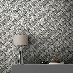 Galerie Wallcoverings Product Code 34908 - Eclectic Wallpaper Collection - Grey/Silver Colours - Graphic Design