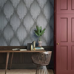Galerie Wallcoverings Product Code: 35884 - Fashion Icon Wallpaper Collection Galerie Wallcoverings Product Code 35884 - Fashion Icon Wallpaper Collection - Grey Anthracite Colours - Rhinestone Stripes Design