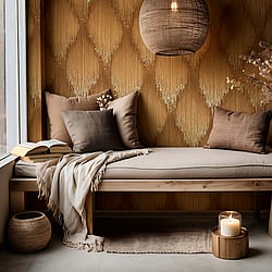 Galerie Wallcoverings Product Code: 35885 - Fashion Icon Wallpaper Collection Galerie Wallcoverings Product Code 35885 - Fashion Icon Wallpaper Collection - Brown Gold Colours - Rhinestone Stripes Design