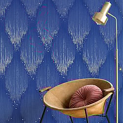 Galerie Wallcoverings Product Code: 35886 - Fashion Icon Wallpaper Collection Galerie Wallcoverings Product Code 35886 - Fashion Icon Wallpaper Collection - Blue Colours - Rhinestone Stripes Design