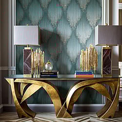 Galerie Wallcoverings Product Code: 35888 - Fashion Icon Wallpaper Collection Galerie Wallcoverings Product Code 35888 - Fashion Icon Wallpaper Collection - Green Colours - Rhinestone Stripes Design