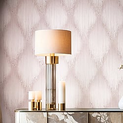 Galerie Wallcoverings Product Code: 35890 - Fashion Icon Wallpaper Collection Galerie Wallcoverings Product Code 35890 - Fashion Icon Wallpaper Collection - Rose Colours - Rhinestone Stripes Design