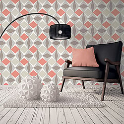 Galerie Wallcoverings Product Code 51144010 - Skandinavia Wallpaper Collection - Beige Grey Red Colours - Red Beige Oslo Geometric Design