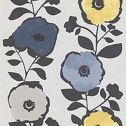 Galerie Wallcoverings Product Code 51183702 - Skandinavia 2 Wallpaper Collection - Blue Yellow Grey Colours - Blue Yellow Skandi Floral Bloom Design