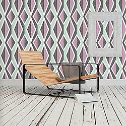 Galerie Wallcoverings Product Code 51183813 - Skandinavia 2 Wallpaper Collection - Purple Blue Black Colours - Purple Blue Big Ikat Stripe Design