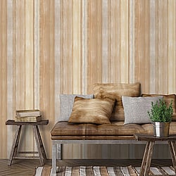 Galerie Wallcoverings Product Code 7350 - Evergreen Wallpaper Collection - Ochre Brown Colours - Waterfall Stripe Design