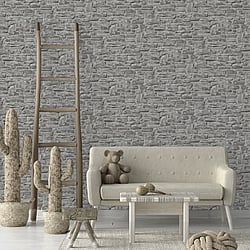 Galerie Wallcoverings Product Code BB51125 - The Bricks And More Wallpaper Collection - Grey Colours - Stone Symphony Motif Design