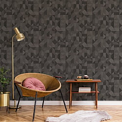 Galerie Wallcoverings Product Code BL22774 - Botanica Wallpaper Collection - Black Colours - Cubics Design