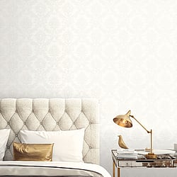 Galerie Wallcoverings Product Code CI38214 - Classic Silks 4 Wallpaper Collection - White Pearl Colours - Classic Damask Design