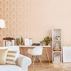 Galerie Wallcoverings Product Code CI38216 - Classic Silks 4 Wallpaper Collection - Metallic Gold Pink Colours - Classic Damask Design