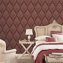 Galerie Wallcoverings Product Code CI38221 - Classic Silks 4 Wallpaper Collection - Cranberry,Gold Colours - Damask Design