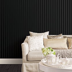 Galerie Wallcoverings Product Code CI38248 - Classic Silks 4 Wallpaper Collection - Black Colours - Matte / Shiny Stripe Emboss Design