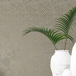 Galerie Wallcoverings Product Code DWP0246-06 - Emporium Wallpaper Collection - Gold Colours - Aged Quatrefoil Design