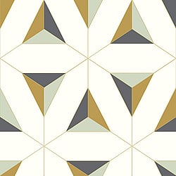 Galerie Wallcoverings Product Code EL21071 - Elisir Wallpaper Collection - Black Green Gold Colours - Geo Triangles Design