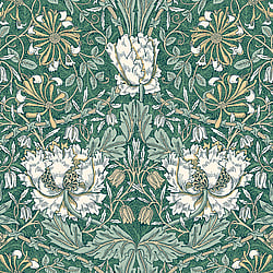 Galerie Wallcoverings Product Code ET12604 - Arts and Crafts Wallpaper Collection - Green Tan Cream Colours - Ogee Flora Design