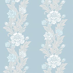 Galerie Wallcoverings Product Code ET12702 - Arts and Crafts Wallpaper Collection - White Blue Beige Colours - Blooming Stripe Design