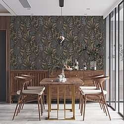 Galerie Wallcoverings Product Code FL61115 - Flourish Wallpaper Collection - Beige/Brown Colours - Grafic Leaves Motif Design