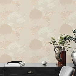 Galerie Wallcoverings Product Code FL61131 - Flourish Wallpaper Collection - Cream/Pink Colours - Fairytale Leaves Motif Design