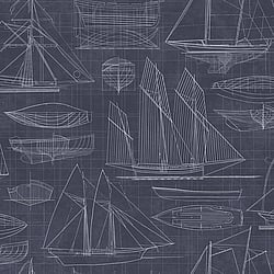 Galerie Wallcoverings Product Code G23326 - Deauville 2 Wallpaper Collection - Navy Blue White Colours - Nautical Blueprint Design