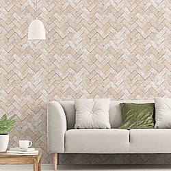 Galerie Wallcoverings Product Code G45429 - Just Kitchens Wallpaper Collection - Beige Grey Colours - Herringbone Brick Design