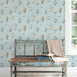 Galerie Wallcoverings Product Code G56200 - Steampunk Wallpaper Collection - Blue Colours - Air Ships Design