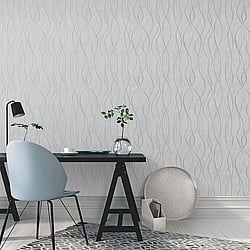 Galerie Wallcoverings Product Code G67733 - Special Fx Wallpaper Collection - Silver Grey Colours - Glitter Ribbons Design