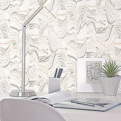 Galerie Wallcoverings Product Code G67976 - Organic Textures Wallpaper Collection - Beige Silver Grey Colours - Agate Tile Design