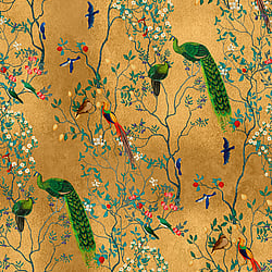 Galerie Wallcoverings Product Code WH45248M - Welcome Home Murals Wallpaper Collection - Multi-colour, Yellow, Green Colours - Golden Ornamental Garden Aviary Design