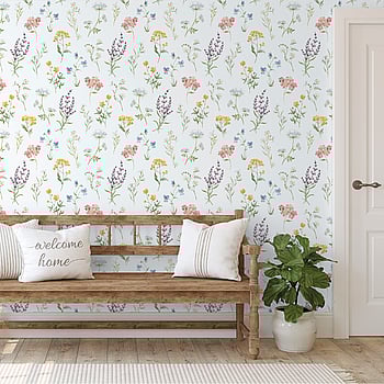 Galerie Wallcoverings Product Code 1901-4 - Spring Blossom Wallpaper Collection - Green Purple Pink Yellow Colours -  