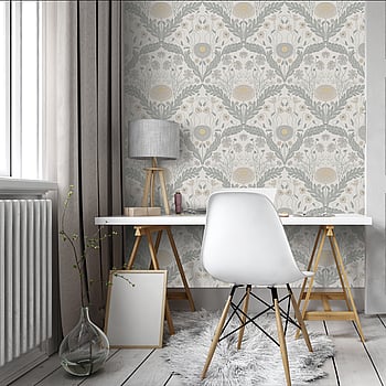 Galerie Wallcoverings Product Code 51000 - Blomstermala Wallpaper Collection - Grey Yellow Colours -  