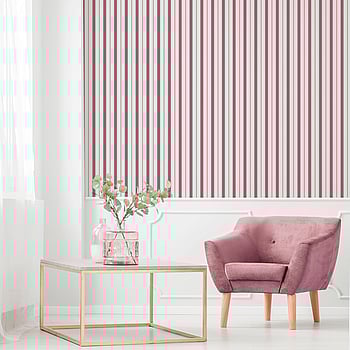 Galerie Wallcoverings Product Code 9816-6 - Essential Stripes Wallpaper Collection - Burgundy Pink Colours -  