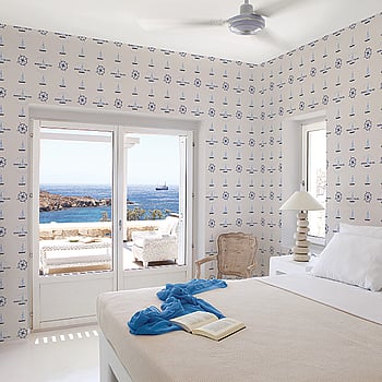 Galerie Wallcoverings Product Code G23031 - Deauville 2 Wallpaper Collection - Navy Blue Sky Blue Beige Colours -  