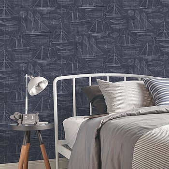 Galerie Wallcoverings Product Code G23326 - Deauville 2 Wallpaper Collection - Navy Blue White Colours -  