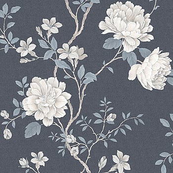 Galerie Wallcoverings Product Code G45303 - Vintage Roses Wallpaper Collection - Dark Blue Beige Colours -  